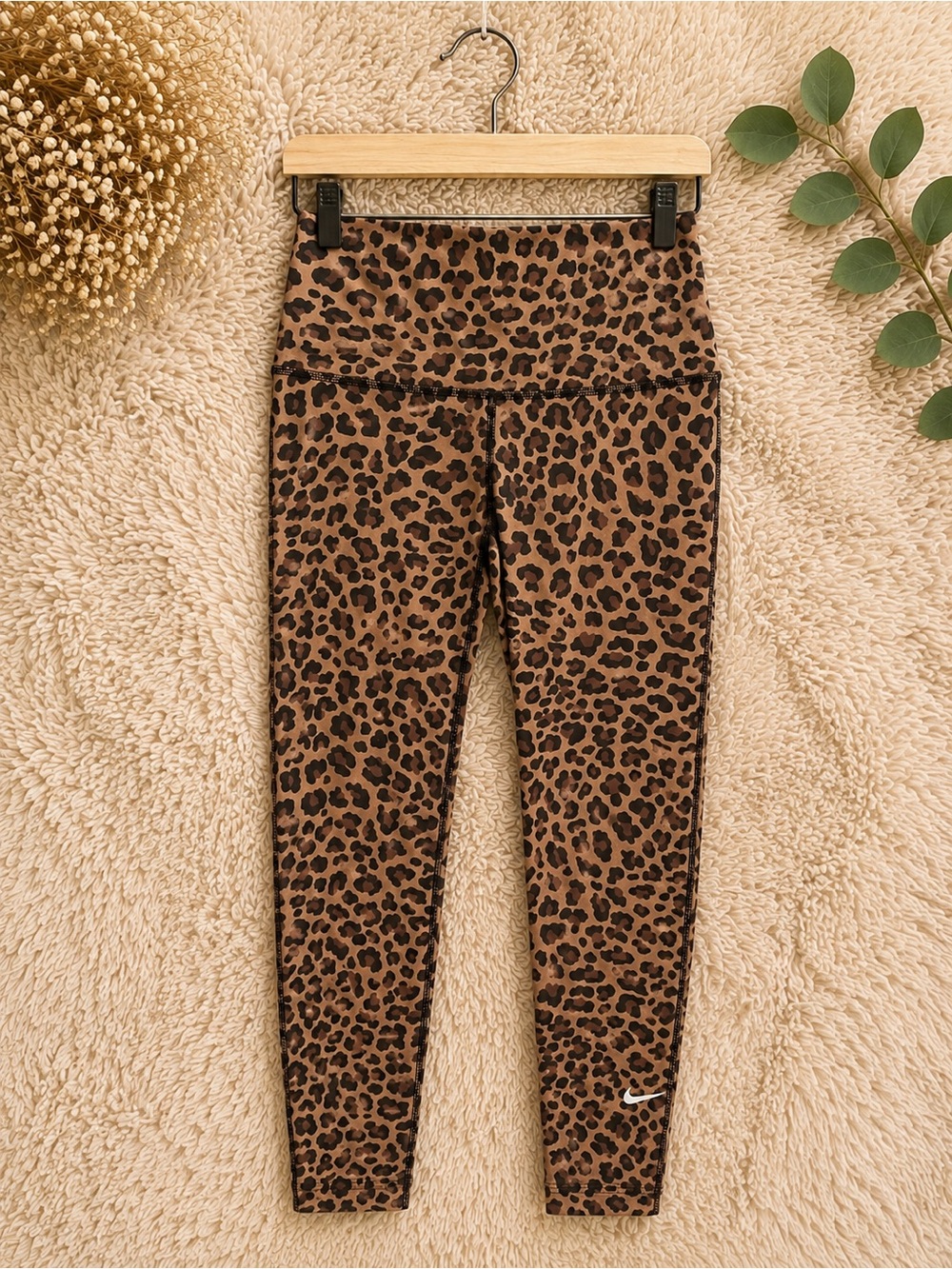 Nike Kids Brown Leopard Print High-Waist Leggings